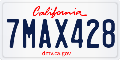CA license plate 7MAX428