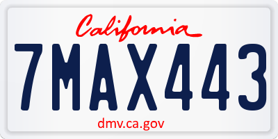 CA license plate 7MAX443