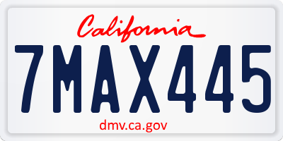 CA license plate 7MAX445