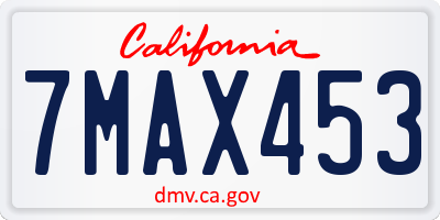 CA license plate 7MAX453