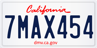 CA license plate 7MAX454