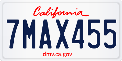 CA license plate 7MAX455