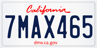 CA license plate 7MAX465