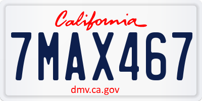 CA license plate 7MAX467