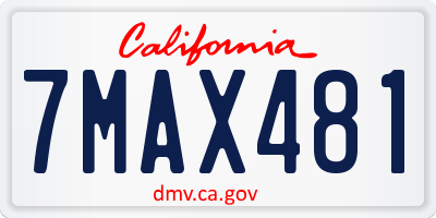 CA license plate 7MAX481