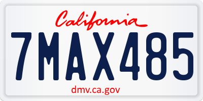 CA license plate 7MAX485