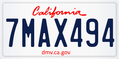 CA license plate 7MAX494
