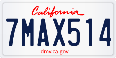 CA license plate 7MAX514