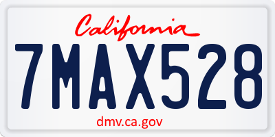 CA license plate 7MAX528
