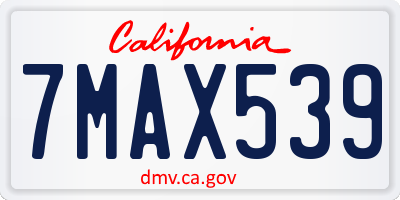 CA license plate 7MAX539