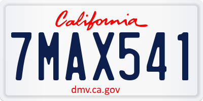 CA license plate 7MAX541