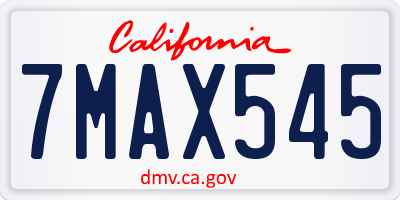 CA license plate 7MAX545