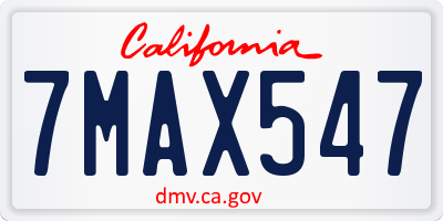 CA license plate 7MAX547