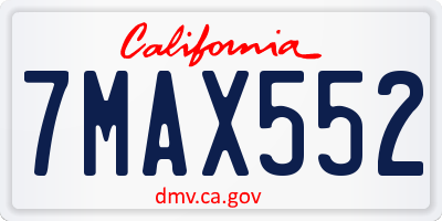 CA license plate 7MAX552