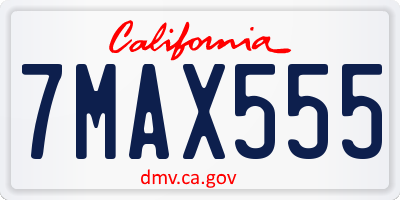 CA license plate 7MAX555