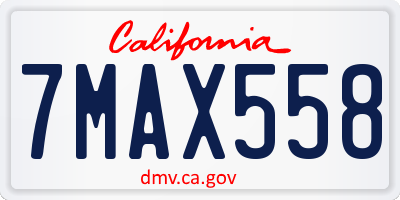 CA license plate 7MAX558
