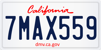CA license plate 7MAX559
