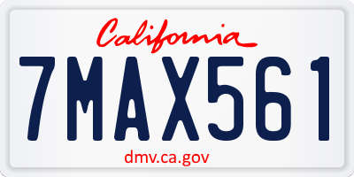 CA license plate 7MAX561