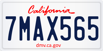 CA license plate 7MAX565