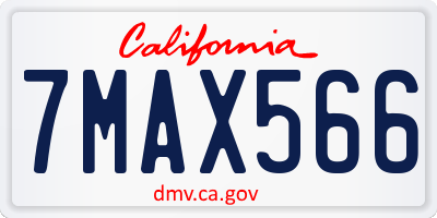 CA license plate 7MAX566