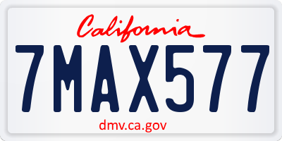 CA license plate 7MAX577