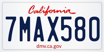 CA license plate 7MAX580