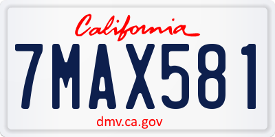 CA license plate 7MAX581