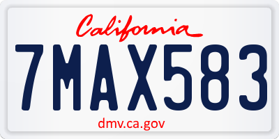 CA license plate 7MAX583