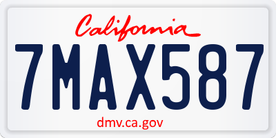 CA license plate 7MAX587