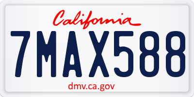 CA license plate 7MAX588