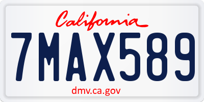 CA license plate 7MAX589