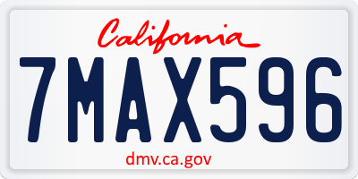 CA license plate 7MAX596