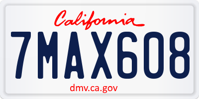 CA license plate 7MAX608