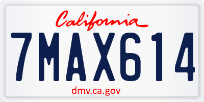 CA license plate 7MAX614