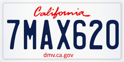 CA license plate 7MAX620