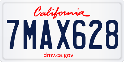 CA license plate 7MAX628