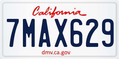 CA license plate 7MAX629