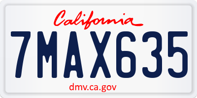 CA license plate 7MAX635