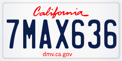 CA license plate 7MAX636