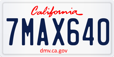 CA license plate 7MAX640