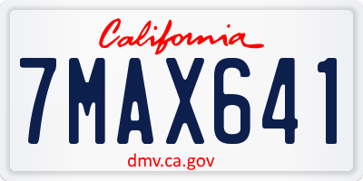 CA license plate 7MAX641
