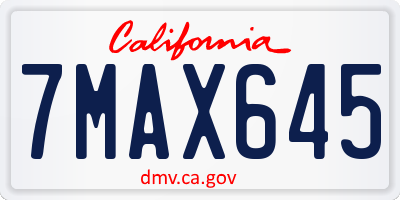 CA license plate 7MAX645