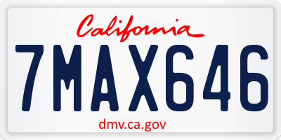 CA license plate 7MAX646