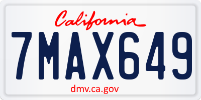CA license plate 7MAX649