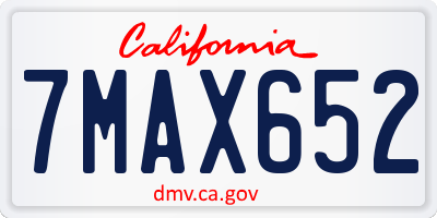 CA license plate 7MAX652