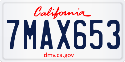 CA license plate 7MAX653