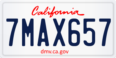 CA license plate 7MAX657