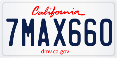 CA license plate 7MAX660