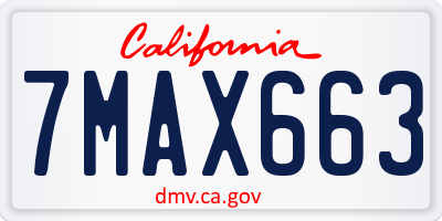 CA license plate 7MAX663
