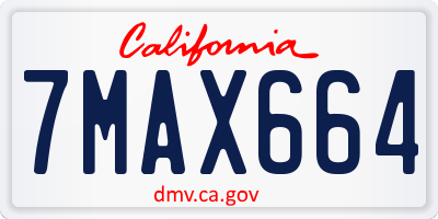 CA license plate 7MAX664